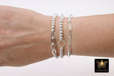 925 Sterling Silver Scroll Bar Bracelet, Rectangle Swivel Fob Designer Bracelet #2626, Dainty Infinity Bracelet