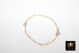14 K Gold Filled Initial Chain Link Bracelet, 925 Sterling Silver Alphabet Letter