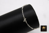 14 K Gold Filled Initial Chain Bracelet, 925 Sterling Silver Letter Charm Bracelet #2626, Chain Link Jewelry