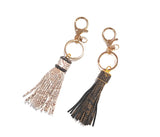 Snakeskin Tassels, Zirconia Beaded Tassel, Gold Keychain