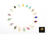 Gold Teardrop Gemstone Charm, Faceted Birthstone Drop Charms With 3 Bead Edge #3560, 7 x 16 mm Gold Plated 925 Sterling Silver