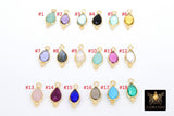 Gold Teardrop Gemstone Charm, Faceted Birthstone Drop Charms With 3 Bead Edge # 3560, 7 x 16 mm Gold Plated 925 Sterling Silver
