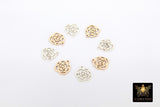 14 K Gold Filled Camellia Charms, 925 Sterling Silver Rose Flower Charms #927, 8 mm Gold Love Devotion Floral Charms