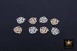 14 K Gold Filled Camellia Charms, 925 Sterling Silver Rose Flower Charms # 927, 8 mm Gold Love Devotion Floral Charms