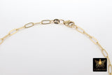 14 K Gold Filled Blue Turquoise CZ Chain Necklace, Genuine 14 K Gold Filled Paperclip Choker #2626, White and Pink Opal