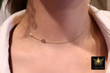 14 K Gold Filled Figaro Initial CZ Chain Necklace, Letter Birthstone Charm Choker, Stamped 14 20 - 14 K Gold Filled / 14 Inch