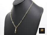 14 K Gold Filled Swivel Fob Paperclip Necklace, 14 K Gold Filled Oval Thick Chain Link Choker #615, Charm Clip Fob Necklace