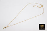 14 K Gold Filled Dainty Cross Satellite Necklace #2626, Dainty Enamel Everyday Choker, Beaded Enamel Chain Links