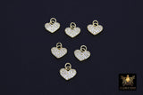 CZ Paved Gold Heart Charm, 10 mm Silver Small Cubic Zirconia Heart Shaped Charm #149, Tiny CZ Heart Charms