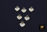 CZ Paved Gold Heart Charm, 10 mm Silver Small Cubic Zirconia Heart Shaped Charm #149, Tiny CZ Heart Charms