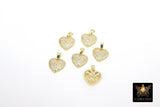 Gold and Silver Plated Small Cubic Zirconia Heart Shaped Charms, Tiny CZ Heart Charms