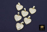 Gold and Silver Plated 16 mm Cubic Zirconia Heart Shaped Charms, Tiny CZ Heart Charms