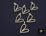 Gold and Silver Plated 16 mm Cubic Zirconia Heart Shaped Charms, Tiny CZ Heart Charms