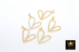 Gold and Silver Plated 24 mm Cubic Zirconia Heart Shaped Charms, Tiny CZ Heart Charms