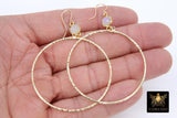 Gold Round Hoop Earrings, Moonstone White Earrings, Everyday Hook Earrings