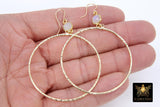 Gold Gemstone Hoop Earrings, 14 K Gold Filled Fancy Hook Ear Wires #692, Gold Plated Round Hoops with Rainbow Moonstone Gemstone
