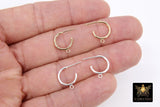 14 K Gold Hoop Stud Earrings, High Quality Gold Filled Round 12 mm Stud Post Finding # 2449, 1 Open Loop - 2 Pieces / 925 Sterling Silver