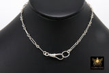 925 Sterling Silver Fob Clip Clasp Charm Necklace, Long Short Chunky Chain Choker