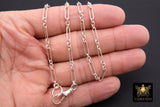 Silver Swivel Fob Chain Necklace, 925 Sterling Silver Rectangle Rolo Chain, Front Clasp Paperclip Chain Link Choker