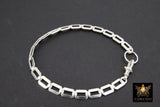 925 Sterling Silver Scroll Bar Bracelet, Rectangle Swivel Fob Designer Bracelet #2626, Dainty Infinity Bracelet