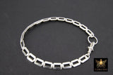 925 Sterling Silver Swivel Fob Bracelet in Large Paperclip Rectangle Chain Links