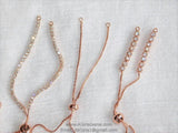 Half Finished Adjustable Bracelets, Rose Gold Unfinished Chain Bracelets, CZ Bracelets with Slide Stopper Bead