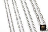 Silver Stainless Steel ROLO Chain, 3 mm 4 mm 5 mm 6 mm Silver Chains CH# 146, Large Unfinished Jewelry Chains By the Foot