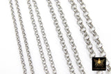 Stainless Steel ROLO Chain, 3 mm 4 mm 5 mm 6 mm Silver Chains CH #146, Large Unfinished Jewelry Chains By the Foot