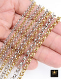 Silver Stainless Steel ROLO Chain, 3 mm 4 mm 5 mm 6 mm Silver Chains CH# 146, Large Unfinished Jewelry Chains By the Foot