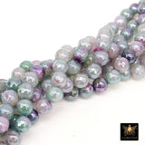 Electroplated Purple Green Fire Agate Beads, Faceted Lavender White Fuchsia Lime Beads BS #226, sizes in 8 mm 14 inch FULL Strands