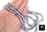 Electroplated Purple Green Fire Agate Beads, Faceted Lavender White Fuchsia Lime Beads BS #226, sizes in 8 mm 14 inch FULL Strands - 8 mm / 1 Strand