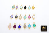 Gold Teardrop Gemstone Charm, Faceted Birthstone Drop Charms With 3 Bead Edge # 3560, 7 x 16 mm Gold Plated 925 Sterling Silver