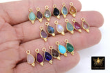 Gold Teardrop Gemstone Charm, Faceted Birthstone Drop Charms With 3 Bead Edge # 3560, 7 x 16 mm Gold Plated 925 Sterling Silver