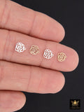 14 K Gold Filled Camellia Charms, 925 Sterling Silver Rose Flower Charms # 927, 8 mm Gold Love Devotion Floral Charms