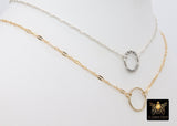 14 K Gold Filled BDSM Infinity Ring Sequin Necklace, Adjustable 925 Sterling Silver