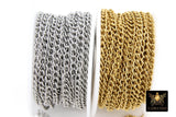 Gold Cuban Curb Chain, Silver 304 Stainless Steel 5 mm Charm Link Chains CH #235, Unfinished Oval Curb Chains