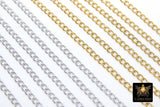 Gold Cuban Curb Chain, Silver 304 Stainless Steel 5 mm Charm Link Chains CH #235, Unfinished Oval Curb Chains