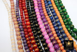 8 mm Round Jade Beads, 6 mm Gold Flecks and Smooth Beads CB #263, 31.1 Inch Strands