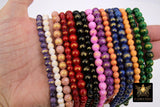 8 mm Round Jade Beads, 6 mm Gold Flecks and Smooth Beads CB #263, 31.1 Inch Strands