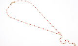 14 K Gold Filled Dainty Satellite Lariat Necklace, Dainty Enamel CZ Everyday Chain Choker #615, Beaded Enamel Chain Link Drop