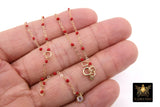 14 K Gold Filled Dainty Satellite Lariat Necklace, Dainty Enamel CZ Everyday Chain Choker #615, Beaded Enamel Chain Link Drop