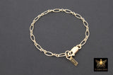 14 K Gold Filled Long Short Link Chain Bracelet, Stamped 14 20 Rolo Link Chain Bracelet