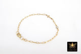 14 K Gold Filled Cross Chain Bracelet, CZ Paperclip Everyday Chain Link Charm Bracelet, Stamped 14/20