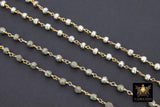 4 mm Pyrite Gold Wire Wrapped Rosary Chain, Silver Pyrite Beaded Jewelry Chains