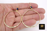 14 K Gold Filled Gemstone Clover Earring Hoops, Sapphire Blue Gemstone Fancy Hook Earrings