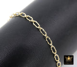14 K Gold Filled Nugget Paperclip Chain Bracelet, Long Short Rolo Chain Link Bracelet, Stamped 14/20