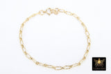 14 K Gold Filled Nugget Paperclip Rolo Bracelet, Stamped 14 20, Chain Link Bracelet, Everyday Bracelet