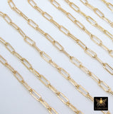 14 K Gold Filled Paperclip Chain, Rectangle Drawn 9 mm Chain CH #779, 14 20 Gold Unfinished Paper Clip Oval Chains