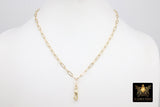 14 K Gold Filled Swivel Fob Paperclip Necklace, 14 K Gold Filled Oval Thick Chain Link Choker #615, Charm Clip Fob Necklace