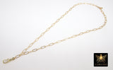 14 K Gold Filled Swivel Fob Paperclip Necklace, 14 K Gold Filled Oval Thick Chain Link Choker #615, Charm Clip Fob Necklace